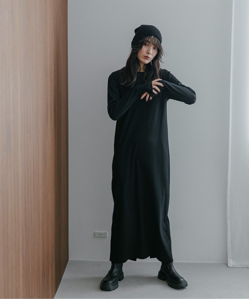 【TALL/2Tサイズあり】カットリブロングワンピース(ワンピース)|feepur(フェピュール) 【TALL/2Tサイズあり】カットリブロングワンピース(ワンピース)|feepur(フェピュール)