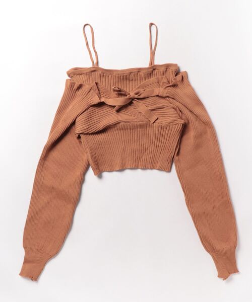 Mayree（メイリー）の「【AURORIA】バックリボンキャミレイヤードニットトップス（ニット/セーター・レディース・ピンク/ブラウン/ホワイト/ブラック・FREE）」の14枚目の写真