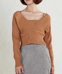 【AURORIA】バックリボンキャミレイヤードニットトップス