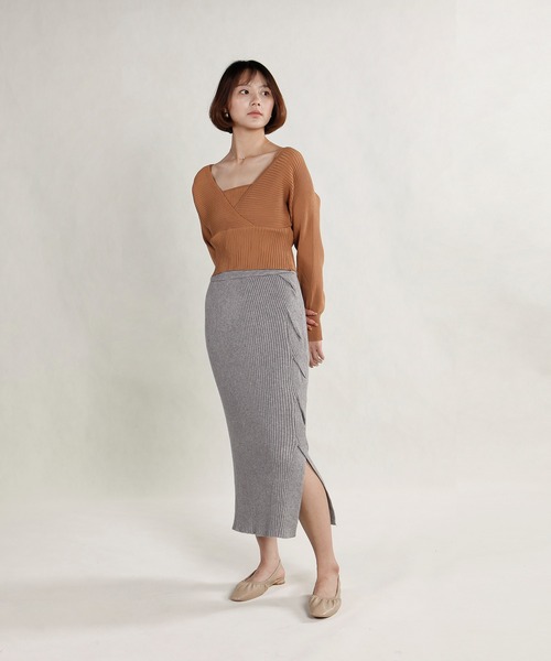 Mayree（メイリー）の「【AURORIA】バックリボンキャミレイヤードニットトップス（ニット/セーター・レディース・ピンク/ブラウン/ホワイト/ブラック・FREE）」の9枚目の写真