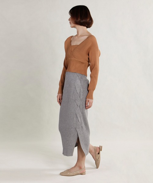 Mayree（メイリー）の「【AURORIA】バックリボンキャミレイヤードニットトップス（ニット/セーター・レディース・ピンク/ブラウン/ホワイト/ブラック・FREE）」の6枚目の写真