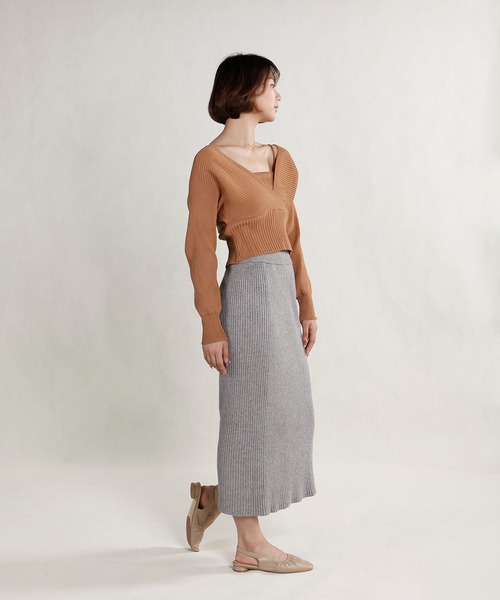 Mayree（メイリー）の「【AURORIA】バックリボンキャミレイヤードニットトップス（ニット/セーター・レディース・ピンク/ブラウン/ホワイト/ブラック・FREE）」の12枚目の写真