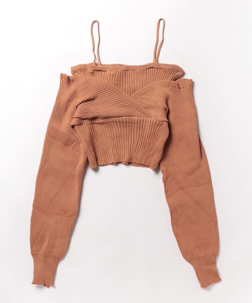 Mayree（メイリー）の「【AURORIA】バックリボンキャミレイヤードニットトップス（ニット/セーター・レディース・ピンク/ブラウン/ホワイト/ブラック・FREE）」の5枚目の写真