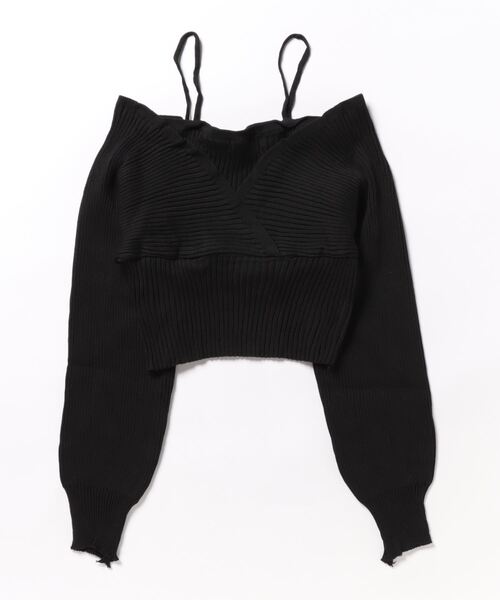 Mayree（メイリー）の「【AURORIA】バックリボンキャミレイヤードニットトップス（ニット/セーター・レディース・ピンク/ブラウン/ホワイト/ブラック・FREE）」の7枚目の写真