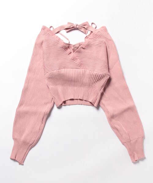 Mayree（メイリー）の「【AURORIA】バックリボンキャミレイヤードニットトップス（ニット/セーター・レディース・ピンク/ブラウン/ホワイト/ブラック・FREE）」の10枚目の写真