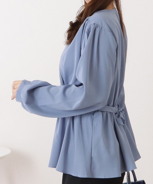Lace Ladies(レースレディース)の「カシュクールペプラムギャザー長袖ブラウス(シャツ/ブラウス・レディース・ホワイト/ピンク/ブルー・S/M/XL)」の8枚目の写真