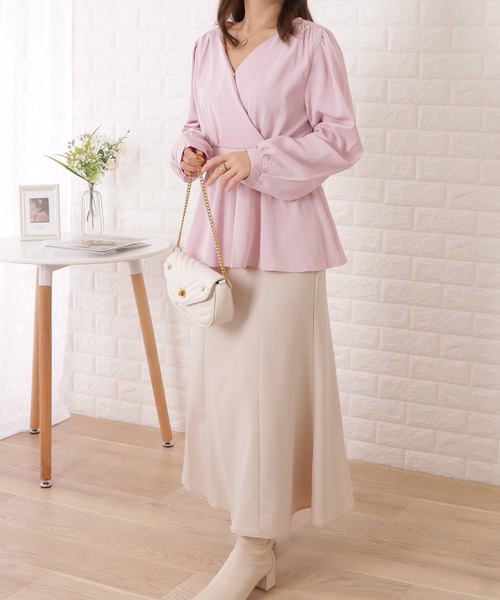 Lace Ladies(レースレディース)の「カシュクールペプラムギャザー長袖ブラウス(シャツ/ブラウス・レディース・ホワイト/ピンク/ブルー・S/M/XL)」の10枚目の写真