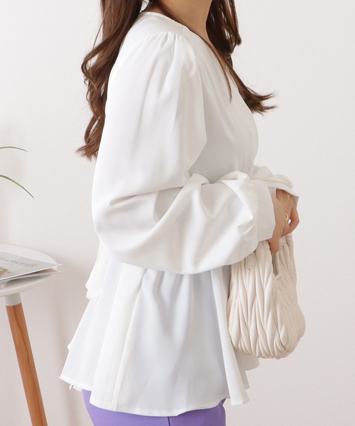Lace Ladies(レースレディース)の「カシュクールペプラムギャザー長袖ブラウス(シャツ/ブラウス・レディース・ホワイト/ピンク/ブルー・S/M/XL)」の17枚目の写真
