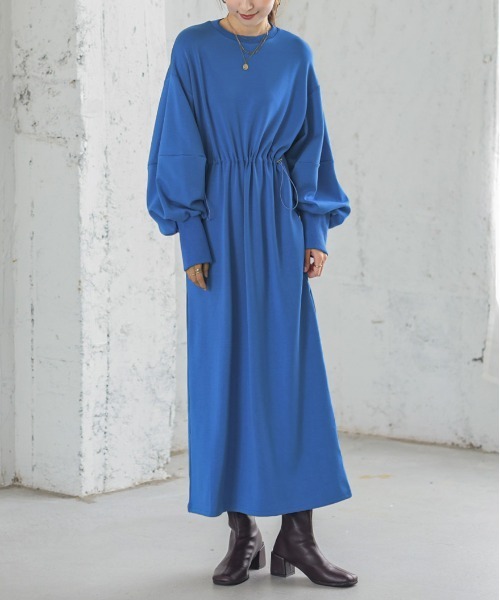 AMELY(エミリー)の「ドロストワンピース(ワンピース・レディース・ブルー/カーキ/アイボリー/ブラック・フリー)」の4枚目の写真