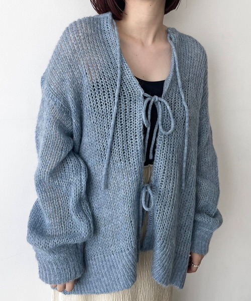 LOWRYS FARM（ローリーズファーム）の「２ＷＡＹモヘヤリボンカーディガンＬＳ　980325（ニット/セーター・レディース・オレンジ/アイボリー/ブルー/ピンク/グレー・FREE）」の8枚目の写真