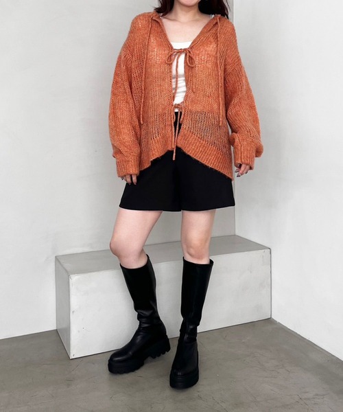 LOWRYS FARM（ローリーズファーム）の「２ＷＡＹモヘヤリボンカーディガンＬＳ　980325（ニット/セーター・レディース・オレンジ/アイボリー/ブルー/ピンク/グレー・FREE）」の7枚目の写真