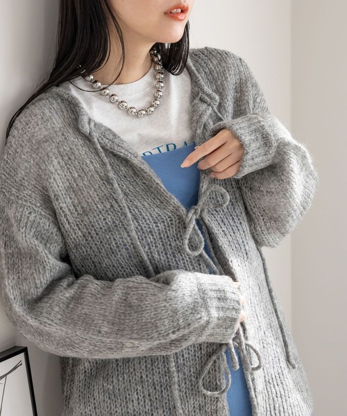 LOWRYS FARM（ローリーズファーム）の「２ＷＡＹモヘヤリボンカーディガンＬＳ　980325（ニット/セーター・レディース・オレンジ/アイボリー/ブルー/ピンク/グレー・FREE）」の20枚目の写真