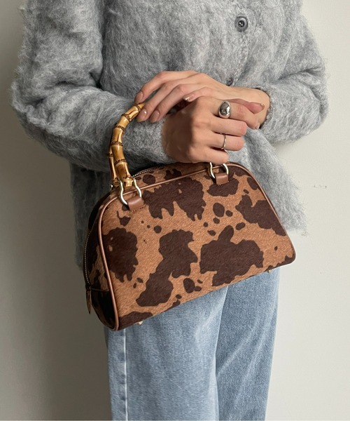 Thevon(ゼボン)の「バンブーハンドルボストンバッグ(ボストンバッグ・レディース・ブラウン/マスタード/アイボリー・FREE)」の3枚目の写真