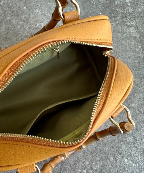 Thevon(ゼボン)の「バンブーハンドルボストンバッグ(ボストンバッグ・レディース・ブラウン/マスタード/アイボリー・FREE)」の9枚目の写真