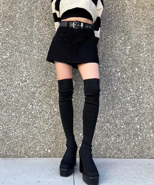 ENVYM（アンビー）の「スイッチングミニスカパン（スカート・レディース・ブラック/ブルー・SMALL/MEDIUM）」の2枚目の写真