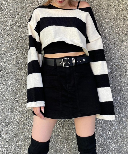 ENVYM（アンビー）の「スイッチングミニスカパン（スカート・レディース・ブラック/ブルー・SMALL/MEDIUM）」の4枚目の写真