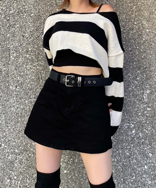 ENVYM（アンビー）の「スイッチングミニスカパン（スカート・レディース・ブラック/ブルー・SMALL/MEDIUM）」の5枚目の写真