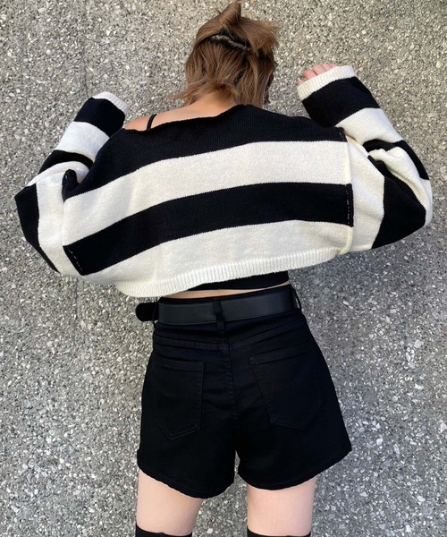 ENVYM（アンビー）の「スイッチングミニスカパン（スカート・レディース・ブラック/ブルー・SMALL/MEDIUM）」の6枚目の写真