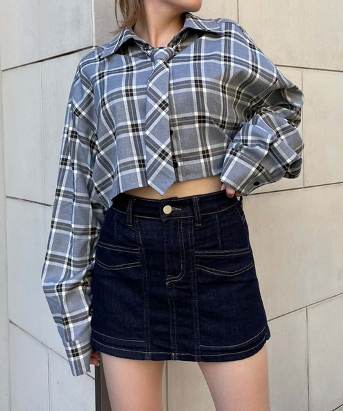 ENVYM（アンビー）の「スイッチングミニスカパン（スカート・レディース・ブラック/ブルー・SMALL/MEDIUM）」の10枚目の写真