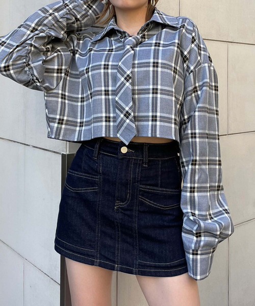 ENVYM（アンビー）の「スイッチングミニスカパン（スカート・レディース・ブラック/ブルー・SMALL/MEDIUM）」の11枚目の写真