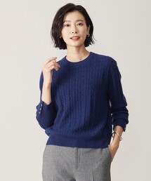 【洗える】WOOL BLEND AIR ケーブル ニット