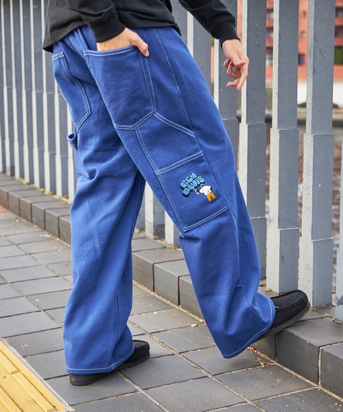 BEN DAVIS（ベンデイビス）の「【BEN DAVIS（ベンデイビス）】EMBRO PAINTER PANTS / パンツ ワーク 配色 刺繍 ストレート ワイドシルエット 刺繍（カーゴパンツ・メンズ・アイボリー/ブラック/カーキ/ブラウン/ダークオレンジ/グリーン系その他3/ブルー・X-LARGE/LARGE/MEDIUM）」の6枚目の写真