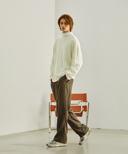 EMMA CLOTHES(エマクローズ)の「ボートネックリブ編みスプリングプルオーバーニット EMMA CLOTHES(ニット/セーター・メンズ・モカ/チャコールグレー/アイボリー/ブルー/テラコッタ・M/S/L)」の7枚目の写真