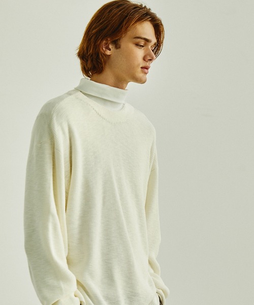 EMMA CLOTHES(エマクローズ)の「ボートネックリブ編みスプリングプルオーバーニット EMMA CLOTHES(ニット/セーター・メンズ・モカ/チャコールグレー/アイボリー/ブルー/テラコッタ・M/S/L)」の16枚目の写真