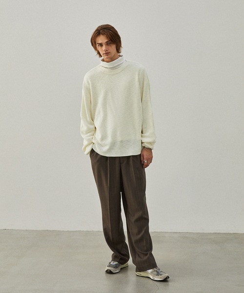 EMMA CLOTHES(エマクローズ)の「ボートネックリブ編みスプリングプルオーバーニット EMMA CLOTHES(ニット/セーター・メンズ・モカ/チャコールグレー/アイボリー/ブルー/テラコッタ・M/S/L)」の10枚目の写真