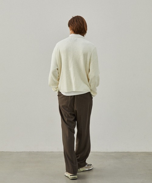 EMMA CLOTHES(エマクローズ)の「ボートネックリブ編みスプリングプルオーバーニット EMMA CLOTHES(ニット/セーター・メンズ・モカ/チャコールグレー/アイボリー/ブルー/テラコッタ・M/S/L)」の12枚目の写真