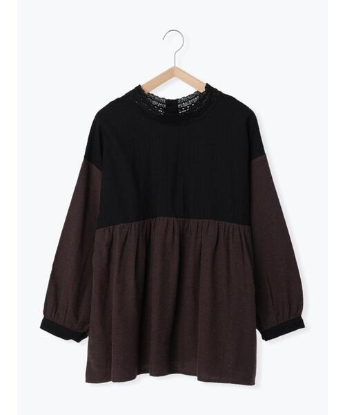 Samansa Mos2（サマンサ モスモス）の「レース切替前後2WAYスタンドネックブラウス（シャツ/ブラウス・レディース・オフホワイト/チャコールグレー/ブラック/ベージュ・F）」の12枚目の写真