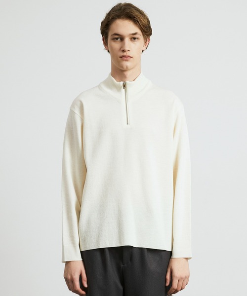 セール】18Gウールミラノリブハーフジップニット｜ウォッシャブル