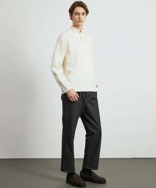 セール】18Gウールミラノリブハーフジップニット｜ウォッシャブル