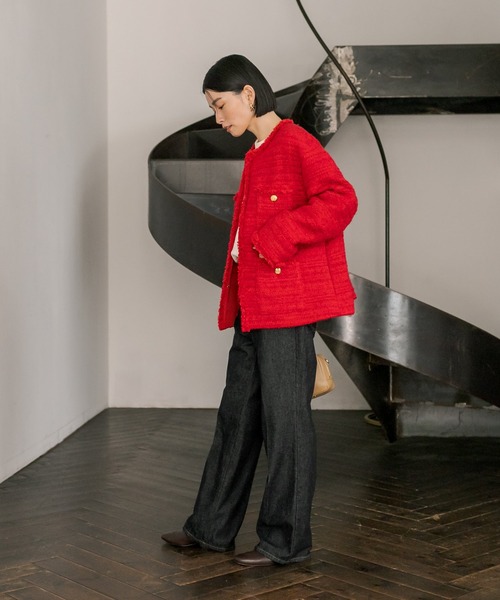 RIVE DROITE（リヴドロワ）の「ツイードオーバージャケット（その他アウター・レディース・オフホワイト/レッド/ブラック・FREE）」の8枚目の写真