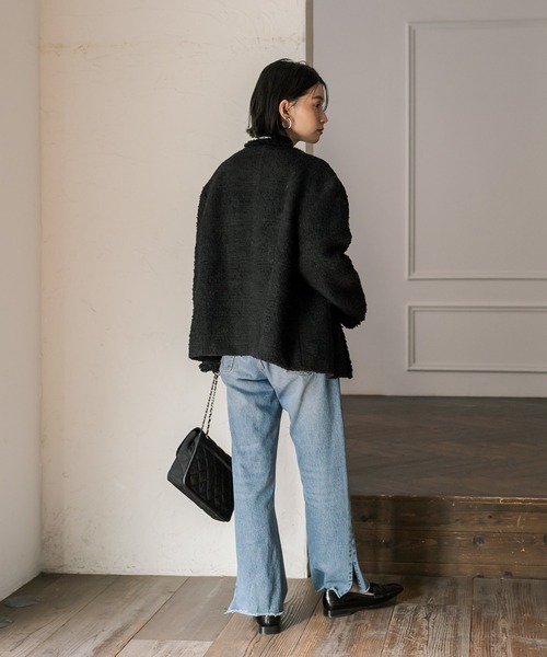 RIVE DROITE(リヴドロワ) ツイードオーバージャケット フリンジ