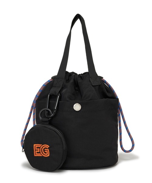 ELLEgirl（エルガール）の「ロゴ刺繍ポーチ付き巾着バッグ【ELLEgirl/エル ガール】（ハンドバッグ・レディース・ブラック/カーキ・FREE）」の9枚目の写真