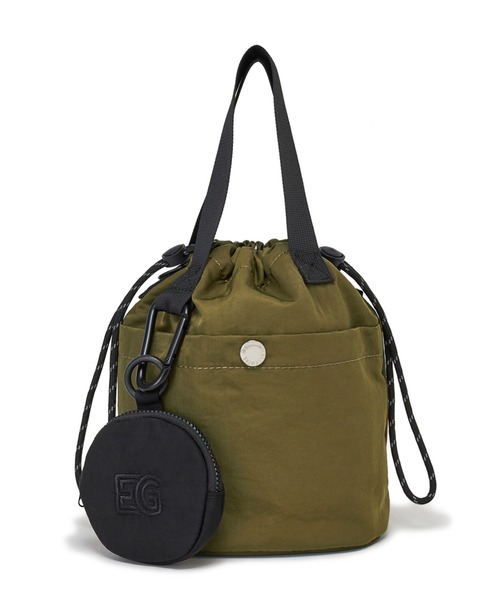 ELLEgirl（エルガール）の「ロゴ刺繍ポーチ付き巾着バッグ【ELLEgirl/エル ガール】（ハンドバッグ・レディース・ブラック/カーキ・FREE）」の10枚目の写真
