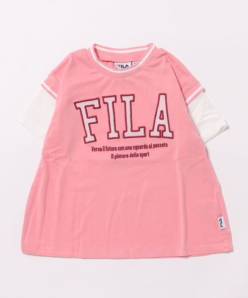 FILA(フィラ)の「FILA/フィラ メッシュアップリケBIG半袖Tシャツ(Tシャツ/カットソー・キッズ・ミント/ピンク・130/120/110)」の2枚目の写真