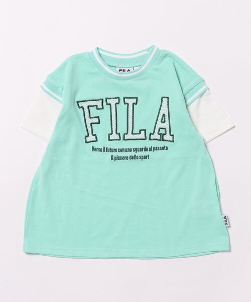FILA(フィラ)の「FILA/フィラ メッシュアップリケBIG半袖Tシャツ(Tシャツ/カットソー・キッズ・ミント/ピンク・130/120/110)」の1枚目の写真