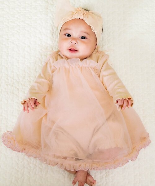 Ampersand（アンパサンド）の「premier スペシャルチュールワンピロンパース（ロンパース・キッズ・ライトグレー/ピンク・70/60/80）」の2枚目の写真