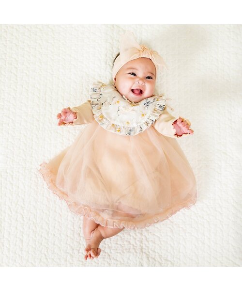 Ampersand（アンパサンド）の「premier スペシャルチュールワンピロンパース（ロンパース・キッズ・ライトグレー/ピンク・70/60/80）」の4枚目の写真