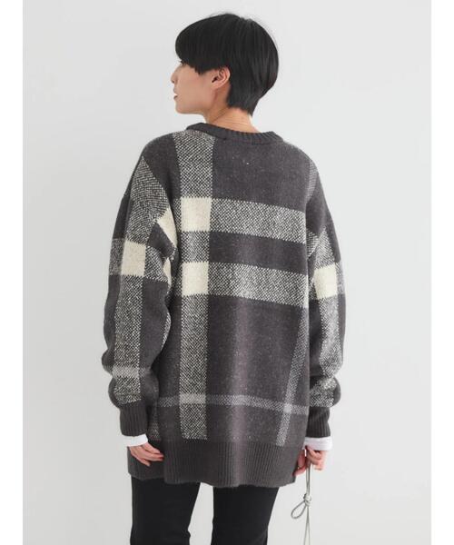 AMERICAN HOLIC（アメリカンホリック）の「ブークレチェックニットチュニック（チュニック・レディース・キャメル/グレー/アイボリー・L/M）」の21枚目の写真