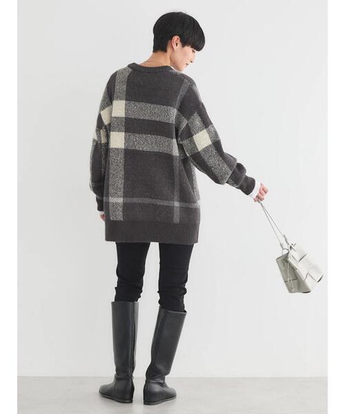 AMERICAN HOLIC（アメリカンホリック）の「ブークレチェックニットチュニック（チュニック・レディース・キャメル/グレー/アイボリー・L/M）」の18枚目の写真