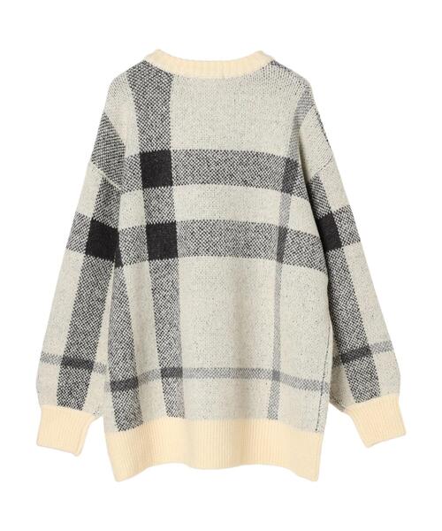 AMERICAN HOLIC（アメリカンホリック）の「ブークレチェックニットチュニック（チュニック・レディース・キャメル/グレー/アイボリー・L/M）」の12枚目の写真