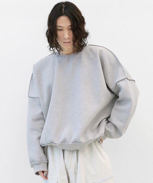 minsobi(ミンソビ)の「裏起毛オーバーロックスウェット スウェットプルオーバー(スウェット・メンズ・ブラック/グレー/カーキ・FREE)」の4枚目の写真