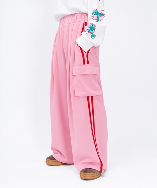 PUNYUS(プニュズ)の「ジャージカーゴパンツ(カーゴパンツ・レディース・パープル/ピンク/ブラック/グリーン/ネイビー/ライトピンク・3/4/1/2)」の1枚目の写真