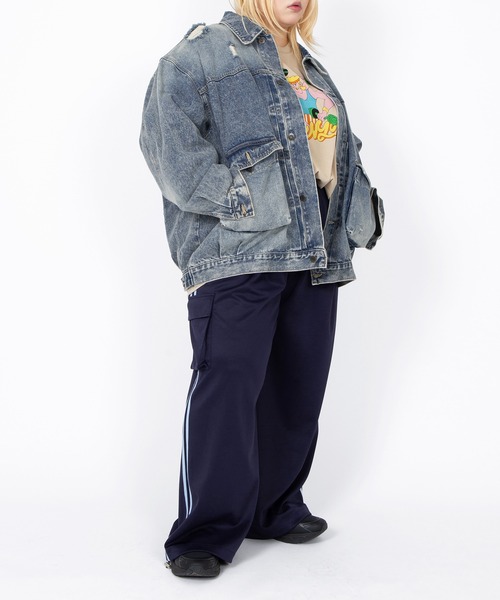 PUNYUS(プニュズ)の「ジャージカーゴパンツ(カーゴパンツ・レディース・パープル/ピンク/ブラック/グリーン/ネイビー/ライトピンク・3/4/1/2)」の20枚目の写真