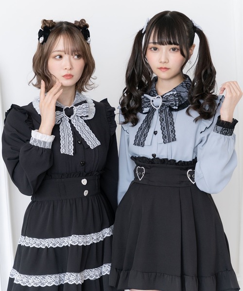 セール】レース重ねハートリボンフリルブラウス（シャツ/ブラウス