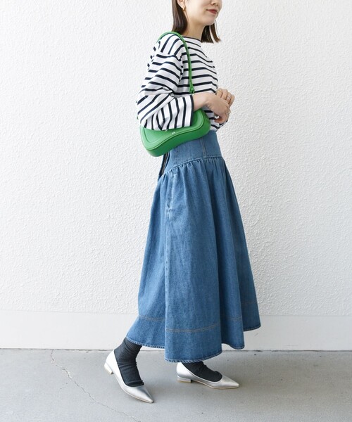 SHIPS any（シップス エニィ）の「SHIPS any:〈洗濯機可能〉デニム ギャザー スカート［SHIPS any DENIM］（デニムスカート・レディース・ライトブルー/ブルー・36/38）」の12枚目の写真