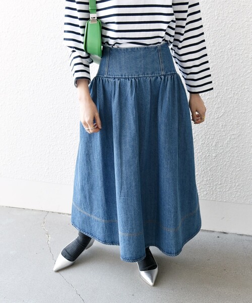 SHIPS any（シップス エニィ）の「SHIPS any:〈洗濯機可能〉デニム ギャザー スカート［SHIPS any DENIM］（デニムスカート・レディース・ライトブルー/ブルー・36/38）」の15枚目の写真